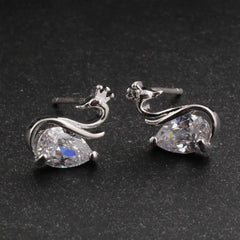 925 Silver Stud Earrings Set with Pearl and Zircon Drops