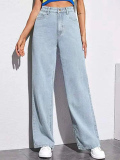 High-Waist Wide-Leg Retro Jeans