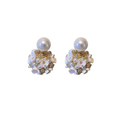 925 Silver Pearl Flower Earrings with Zirconia Design