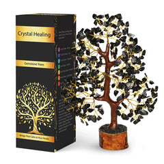 NARIBABU Black Tourmaline Gemstone - Wishing Tree - Healing Crystals - Rock Tree - Crystal Tree for Positive Energy - Black Decor - Spiritual Crystals and Stones - Meditation Accessories