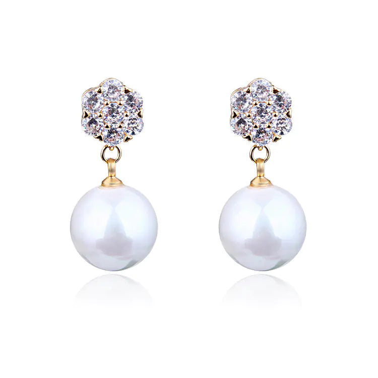 Fashionable Korean Style 925 Silver Pearl Earrings