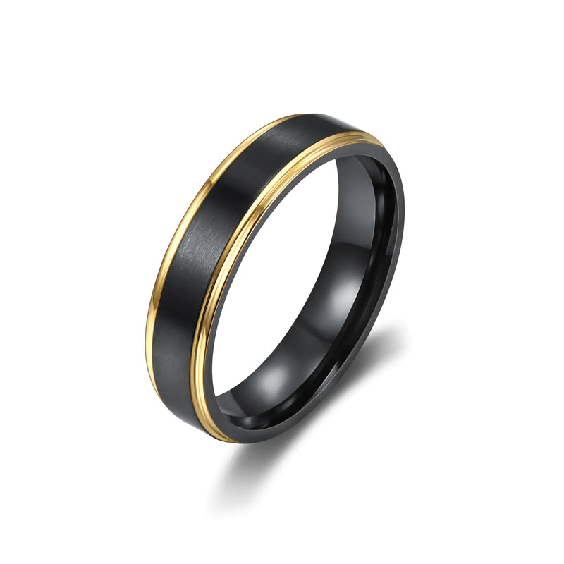 Men's Titanium Steel Brushed Black Gold Ring