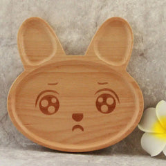 Creative Wooden Kids' Divided Plate - Cute Rabbit Design