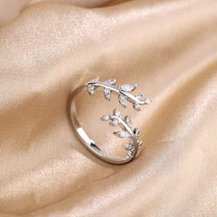 Adjustable Leaf Design Zircon Ring