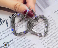 925 Silver Heart Stud Earrings with Long Drops