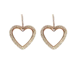 925 Silver Heart Stud Earrings with Long Drops