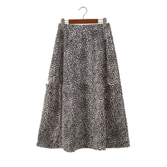 Women's A-Line Long Skirt in Leopard Print Floral