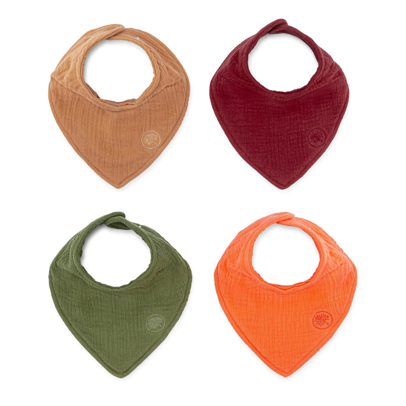 Parker Baby Co. Muslin Bandana Drool Bibs | 100% Soft Muslin Cotton Absorbent & Adjustable | Stylish Teething & Drooling Bibs 4 Pack - Estes Set