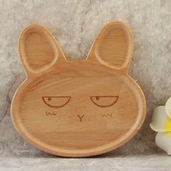 Creative Wooden Kids' Divided Plate - Cute Rabbit Design