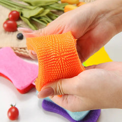 Silicone Double-Sided Dish Sponge for Kitchen Cleaning