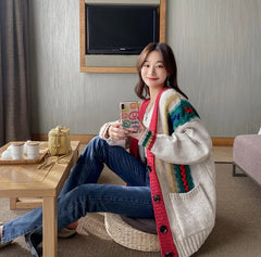 Loose Knitted Women's Sweater Jacket in Lazy Style