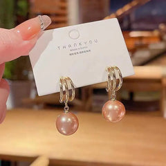 925 Silver Korean Style Pearl Stud Earrings for Women
