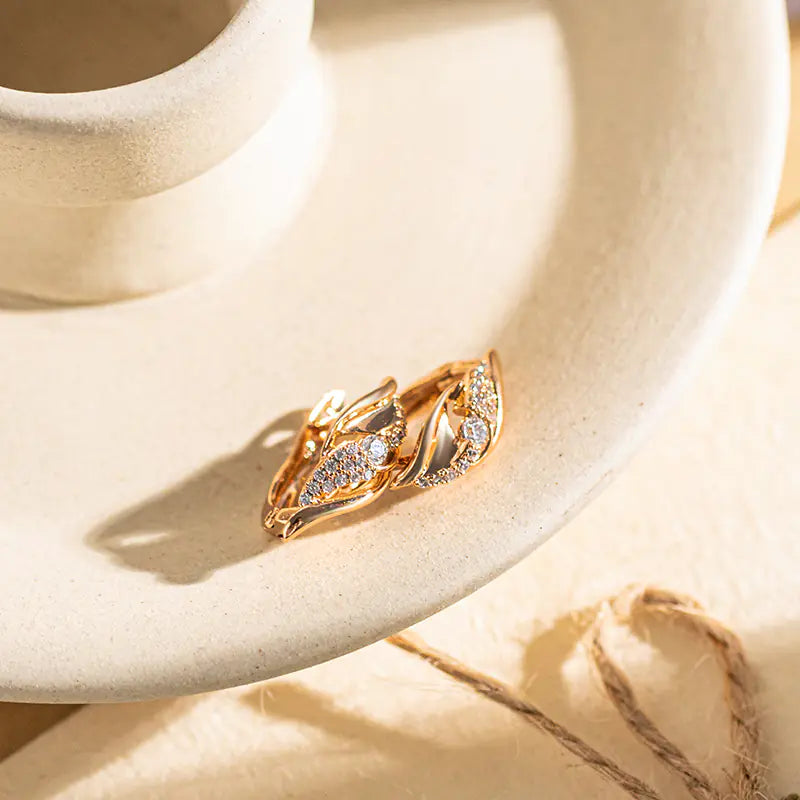 Rose Gold Zircon Geometric Ear Studs for Wholesale