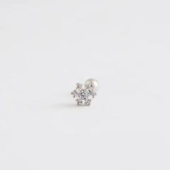 Snowflake 925 Silver Screw Earrings with Diamonds