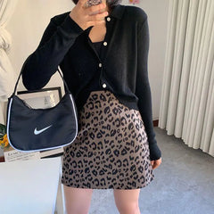 Leopard Print A-Line Mini Skirt for Women 2022
