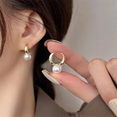 925 Silver Korean Style Pearl Stud Earrings for Women
