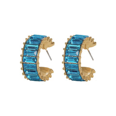 Crystal Zircon Earrings, Retro Rose Gold Studs