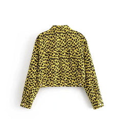 Leopard Print Denim Jacket, A-Line Skirt, Camouflage Set