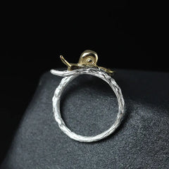 S925 Silver Ginkgo Leaf Ring for Women - Adjustable Design