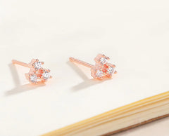S925 Silver Triangular Stud Earrings with Diamonds