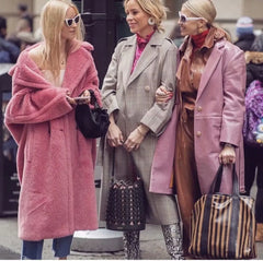 Women's Lambswool Long Coat for Autumn and Winter