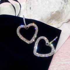 925 Silver Heart Stud Earrings with Long Drops