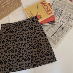 Leopard Print A-Line Mini Skirt for Women 2022