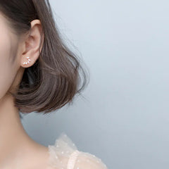S925 Silver Stud Earrings with Leaf Design and Diamonds