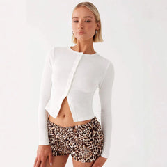 Women's Long Sleeve Striped Round Neck Cardigan