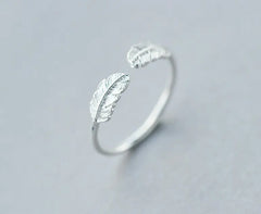 S925 Silver Adjustable Leaf Ring for Women