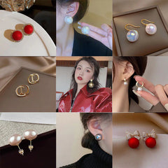 925 Silver Korean Style Pearl Stud Earrings for Women