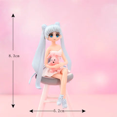 Cute Girl Stool Micro Landscape DIY Decoration Figurine