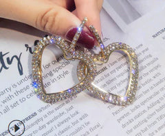 925 Silver Heart Stud Earrings with Long Drops