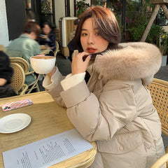 Mid-length Thickened White Duck Down Jacket for Winter