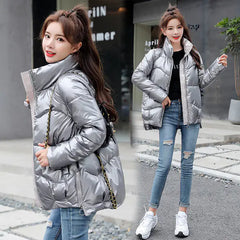 Women's Short Down Cotton Jacket - Trendy Winter Coat