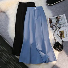 High Waist Mid-Length A-Line Mermaid Split Skirt