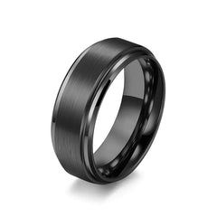 Matte Black Plated Brushed Tungsten Steel Ring