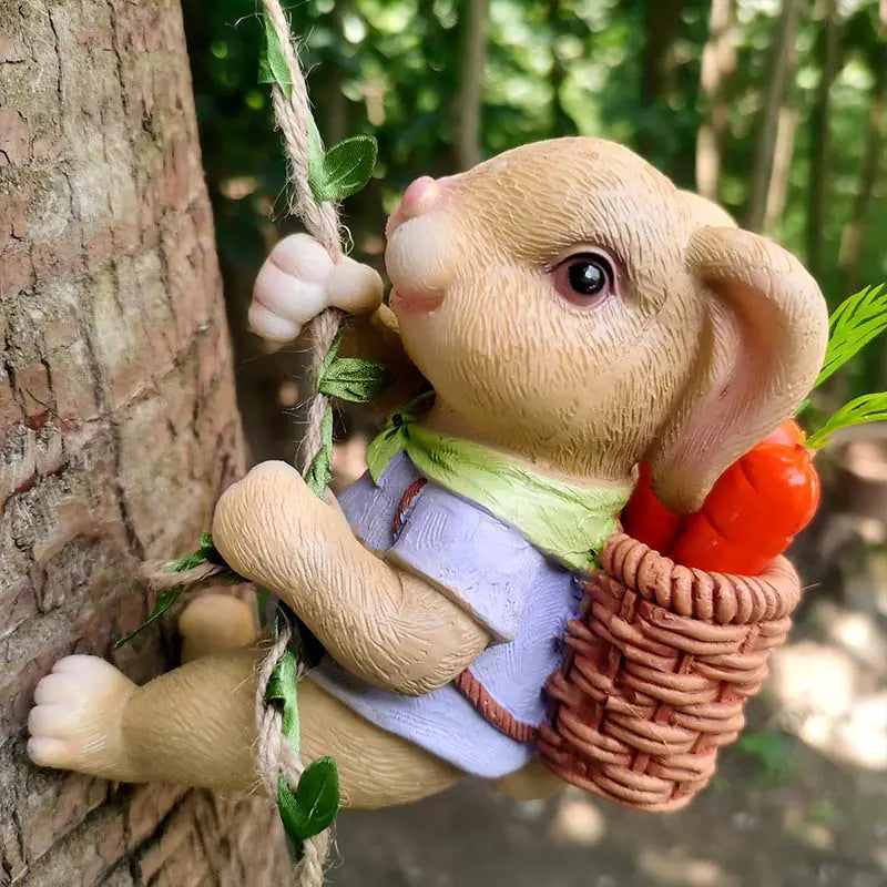 Garden Tree Pendant Bunny Climbing Ornament Sculpture
