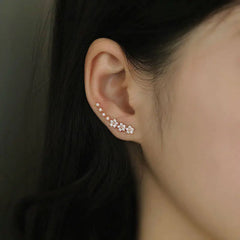 S925 Silver Starry Stud Earrings with Diamonds