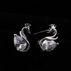 925 Silver Stud Earrings Set with Pearl and Zircon Drops