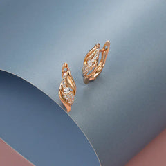 Rose Gold Zircon Geometric Ear Studs for Wholesale