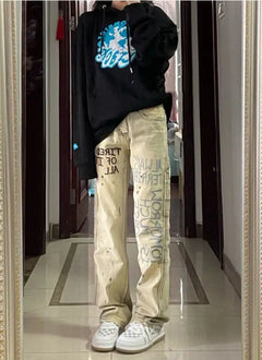 American Retro High Waist Loose Wide Leg Jeans