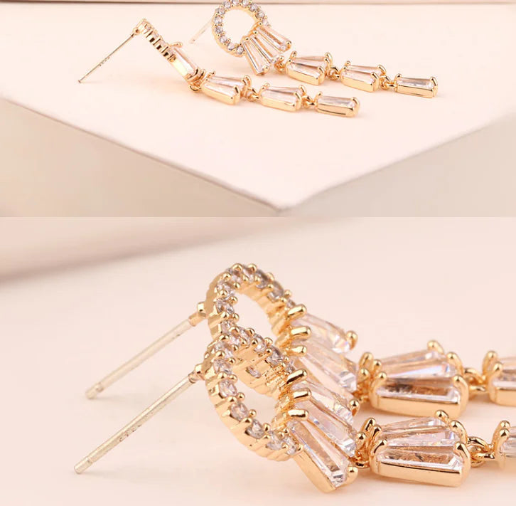 Korean Style 925 Silver Stud Earrings with Zirconia