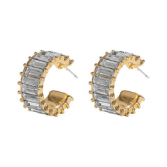 Crystal Zircon Earrings, Retro Rose Gold Studs