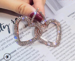 925 Silver Heart Stud Earrings with Long Drops