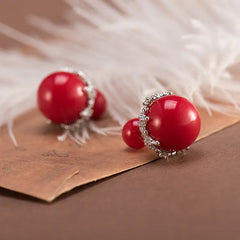 Korean Style S925 Silver Stud Earrings with Diamonds