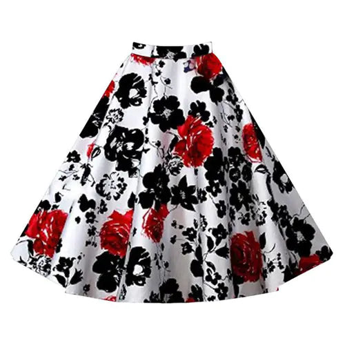 Vintage High-Waist A-Line Polka Dot Midi Skirt