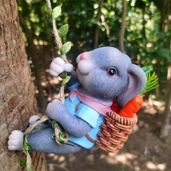 Garden Tree Pendant Bunny Climbing Ornament Sculpture