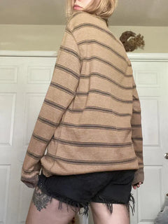 Women's Striped Long Sleeve Round Neck Knitted Shirt