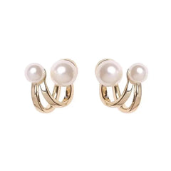 925 Silver Korean Style Pearl Stud Earrings for Women
